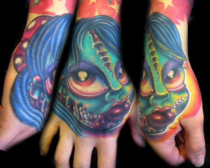 Crazy Zombie hand girl by Josh Woods TattooNOW